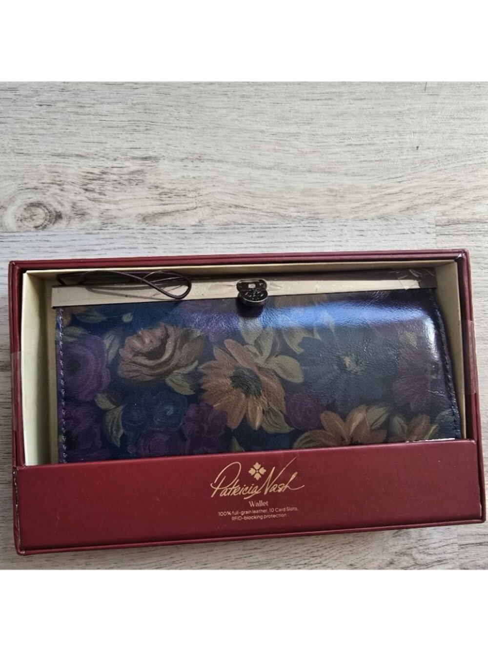 Patricia Nash Rustic Cauchy Frame Leather Clutch Wallet Peruvian Painting NWT - Picture 4 of 14
